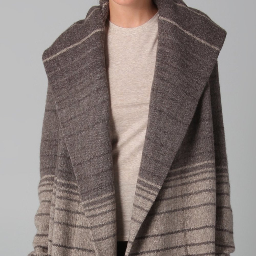 Vince Sophie Variegated Stripe Sweater Coat